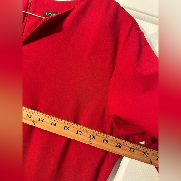 J. McLAUGHLIN XL Red Party Ruffle Bell Sleeve Sheath Holiday Valentine’s Dress - Picture 5 of 12